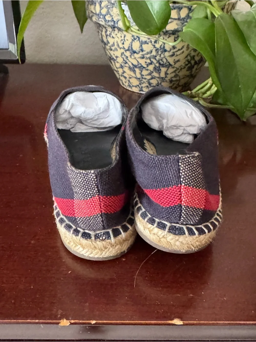 Burberry Black Canvas Espadrilles with Red and Cream Check